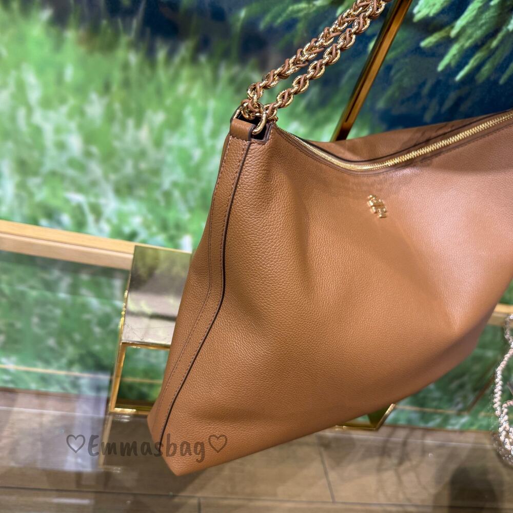 Tory Burch Britten Large Zip Shoulder Bag 177316 Forest Brown $625 - Picture 3 of 7